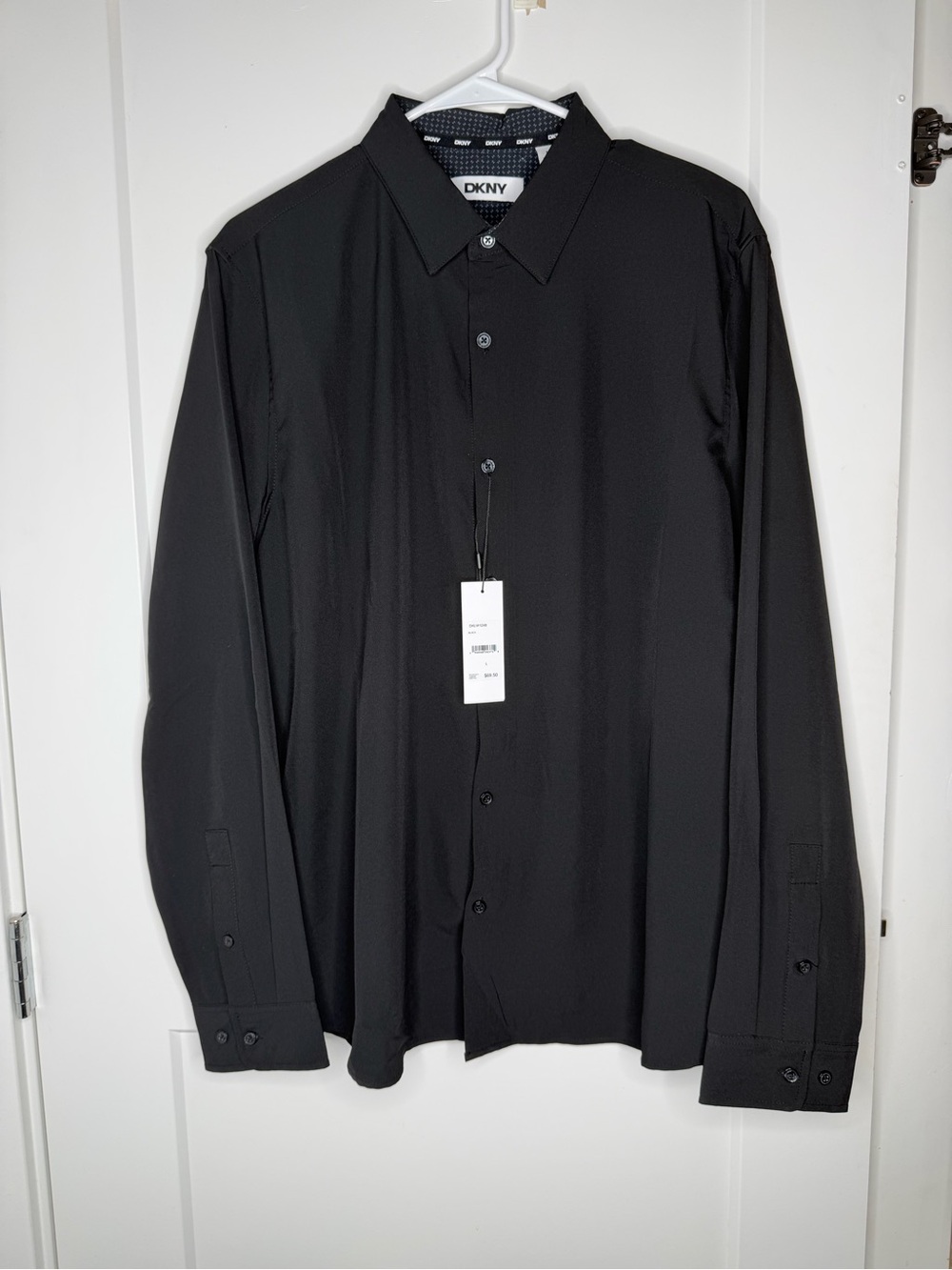 DKNY Men's Black Long-Sleeve Dress Shirt